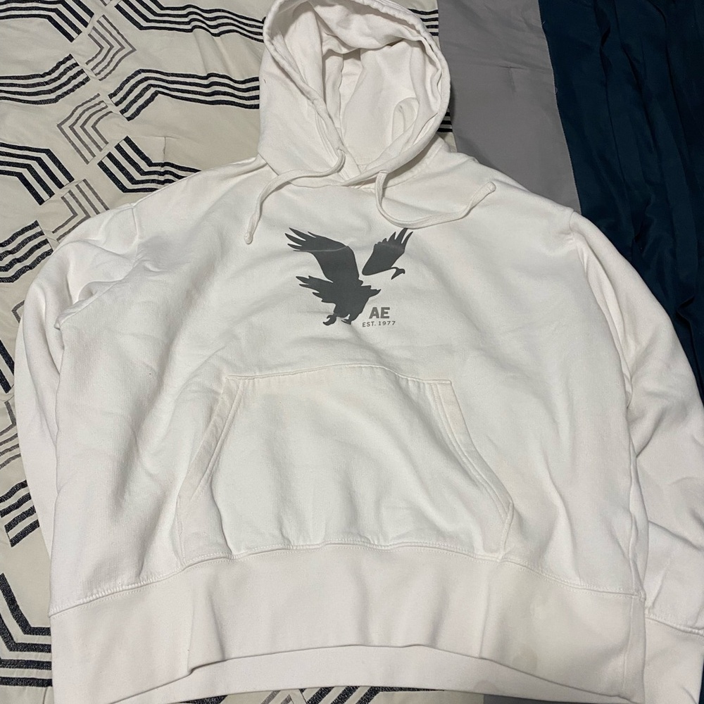 American Eagle Outfitters White Hoodie with Logo